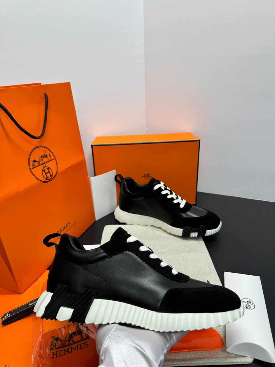 Hermes Bouncing - Black White Leather